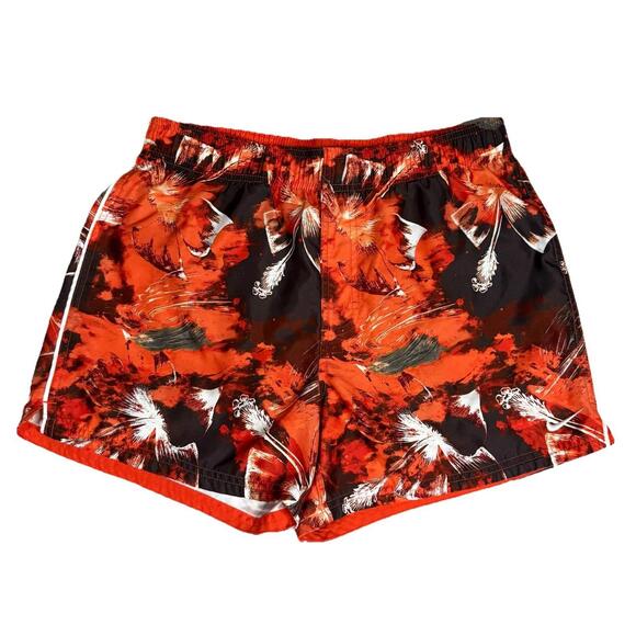 Nike Other - Nike Hawaiian Floral Beach Swim Trunks Liner Board Orange Men’s Small 5” Inseam